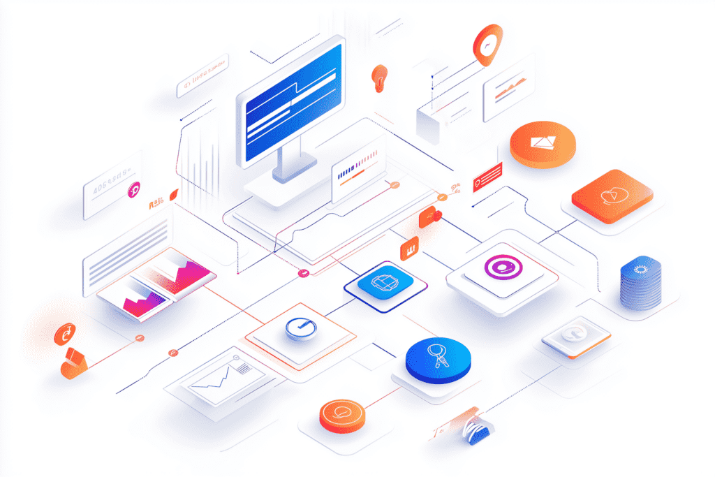 Abstrakte Infografik zu den Vorteilen professioneller Websites